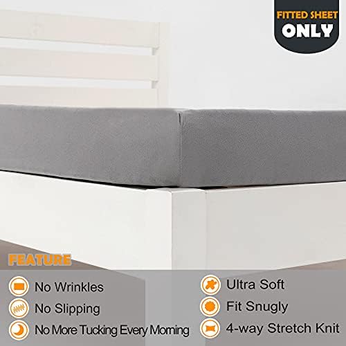 NY HOME Cot Fitted Sheet - 4-Way Stretch No Slipping Soft Comfort