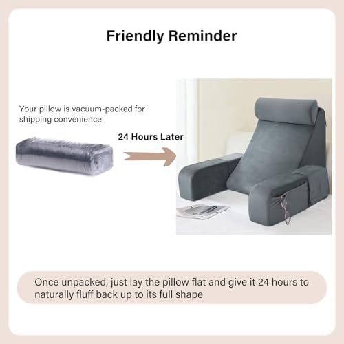 ENITYA Reading Pillow for Kids Teens Adults Grey