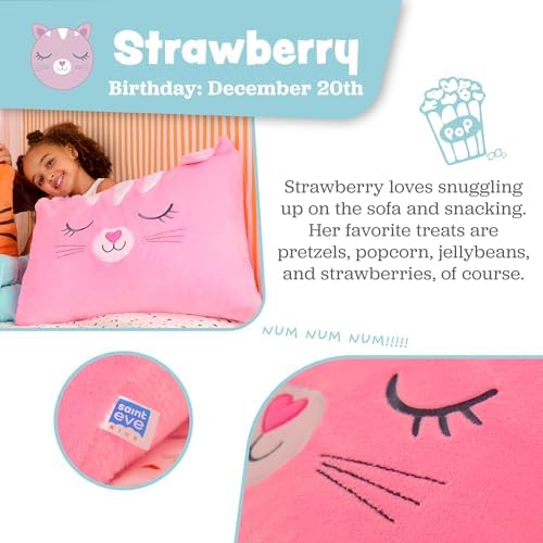 Saint Eve Strawberry The Cat Fuzzy Pillow Case