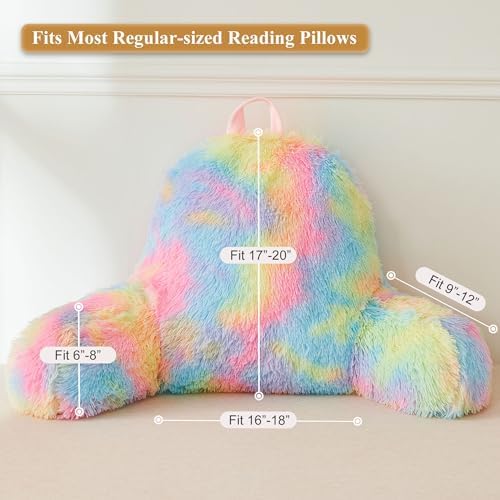 XeGe Fluffy Back Support Pillow Cover with Tie Dye Faux Fur