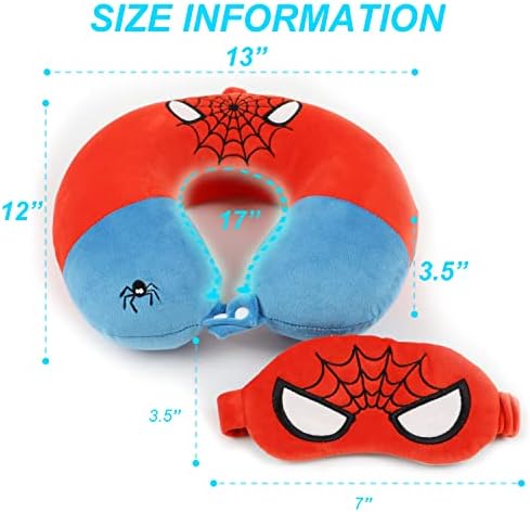 ETOILESEA Superhero Travel Pillow with Eye Mask for Kids Adults