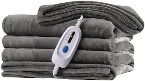 McJaw Electric Heated Blanket 72x84 Full Size Ivory Gray