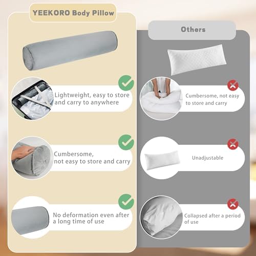 YEEKORO 47 Inch Inflatable Body Pillow for Adults and Kids