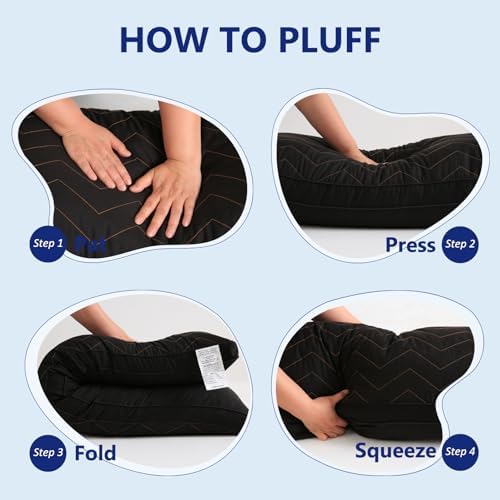 DOWNCOOL Quilted Memory Foam Body Pillow - 20x54 Inch Black