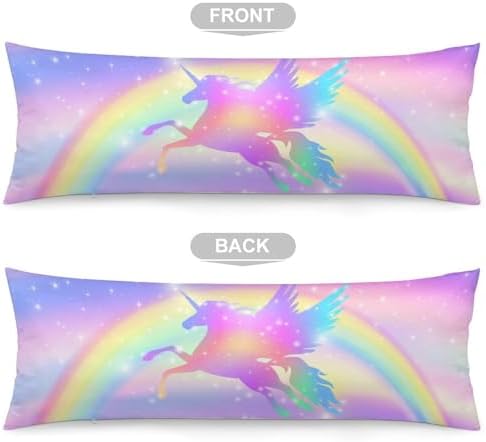 Rainbow Unicorn Stars Body Pillow Cover with Zipper 20x54