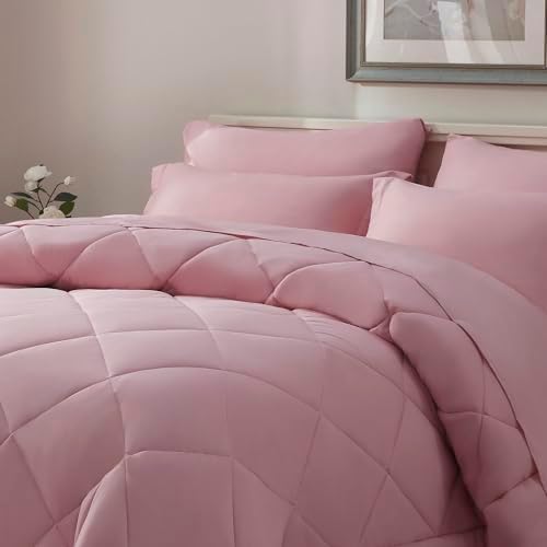 ElNido Queen Blush Pink Queen Comforter Set 7 Pieces