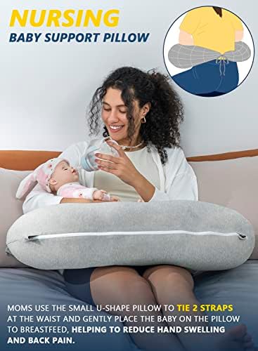INSEN Reading Pillow Back Support Pillow for Bed Grey Jersey