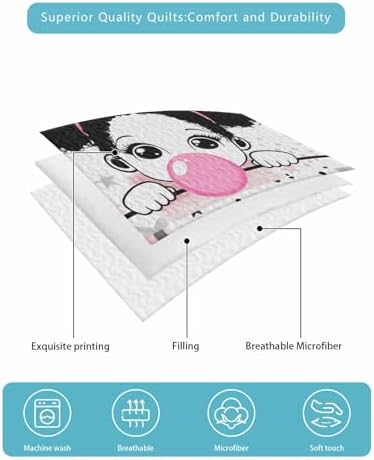 Stongaro Quilt Twin XL Cute Girl Comforter Set 3 Pieces