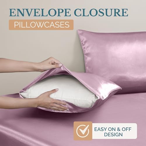 Casa Platino Twin Satin Sheets Set 3 pcs Pink