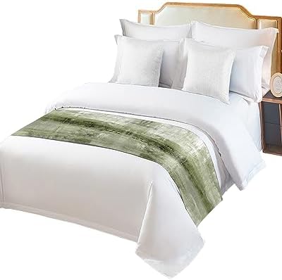 Ldtrchee Queen Bed Runner Sage Green Satin Decorative Scarf Throws
