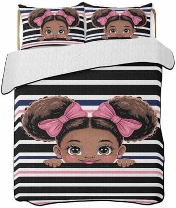 Stongaro Quilt Twin XL Black Pink Stripes Set