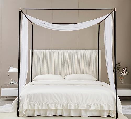Akiky Canopy Bed Curtains with Round LED Light