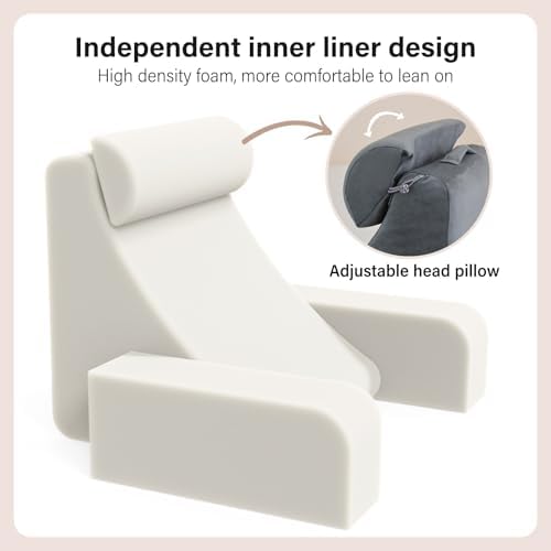 ENITYA Reading Pillow for Kids Teens Adults Grey