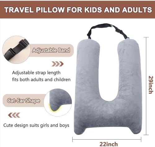 Kids Car Pillow with Memory Foam and Cat-Ear Design