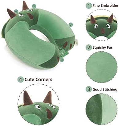 Niuniu Daddy Kids Travel Pillow - Green Dinosaur Design for Boys and Girls