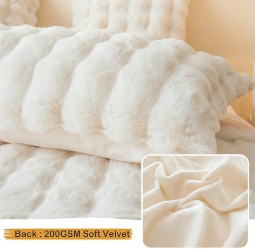 LIFEREVO Fluffy Faux Rabbit Fur Pillow Cover