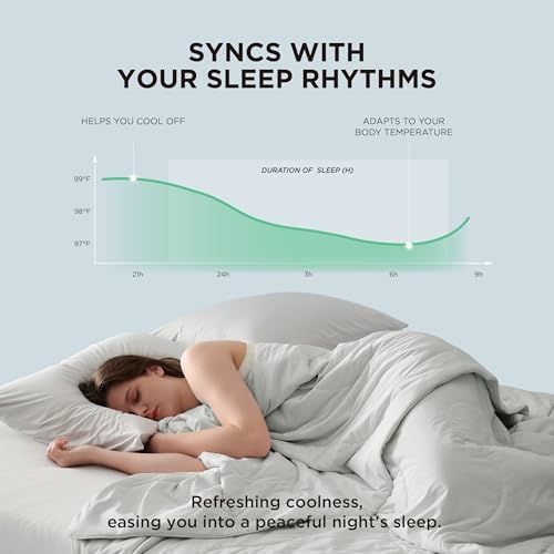 Bedsure Cooling Blanket - Queen Size 90x90 Inches Grey
