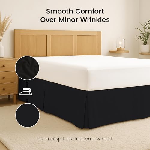Utopia Bedding Twin Bed Skirt - Black Soft Ruffle 15 Inch Drop