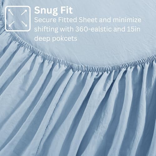 Casa Platino French Blue Twin Sheet Set 3 Piece