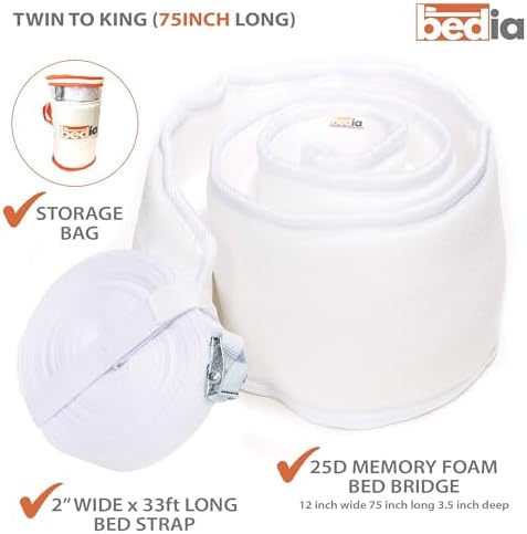 Bedia 12-Inch Bed Bridge Twin to King Converter Kit