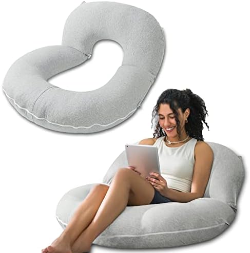 INSEN Reading Pillow Back Support Pillow for Bed Grey Jersey