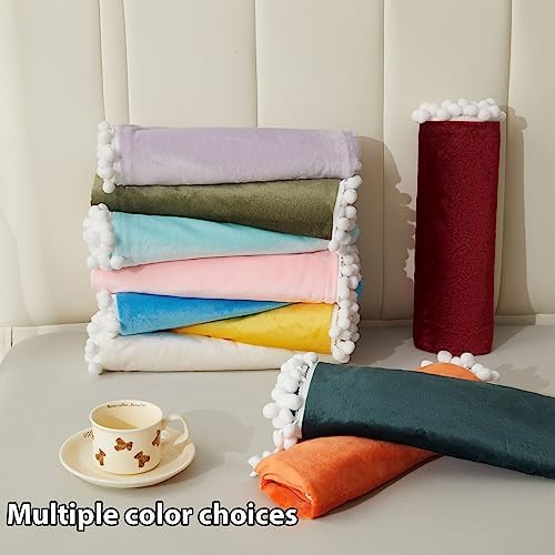 LIFEREVO Velvet Body Pillowcase with Pom-Poms 20x54 Old Pink
