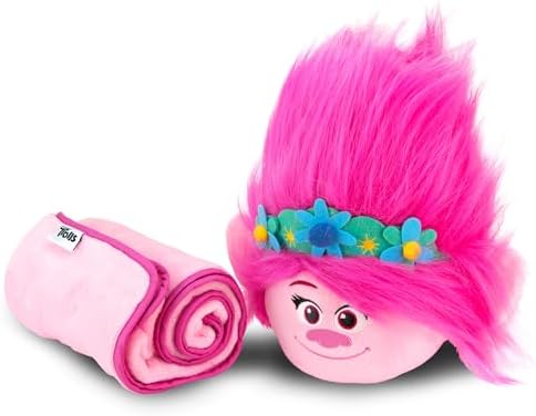 DREAMWORKS TROLLS Armrest Buddy Travel Pillow with Blanket - Queen Poppy 13