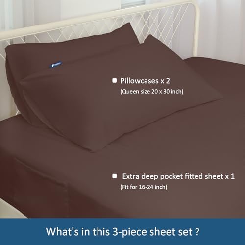 Moonsea Deep Pocket Twin Sheet Set for Kids Air Mattress - Brown