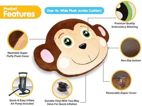 Comfy Monkey Inflatable Floor Cushion for Kids Ages 3 1