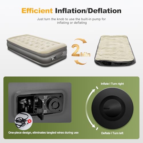 ALPHA CAMP 19 Twin Air Mattress with Pump and Pillow