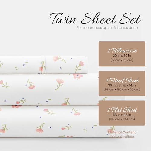 Linen Market Soft Floral Pink Twin Sheet Set 3 Piece
