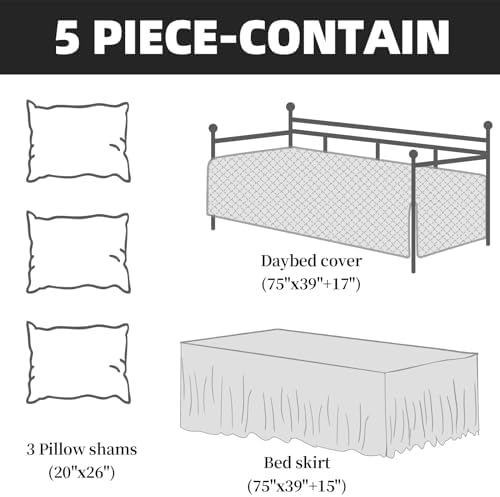 HOMBYS Daybed Set Twin Size Coin Pattern 5 Piece