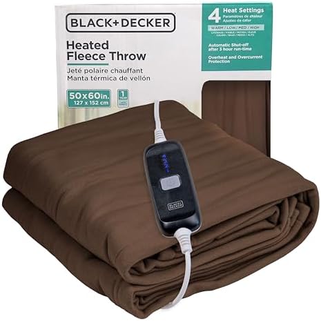 BLACKDECKER Heated Throw Blanket with 4 Levels and Auto Shutoff