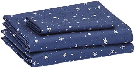 Amazon Basics Twin Microfiber Sheet Set 3-Piece Navy Galaxy 1