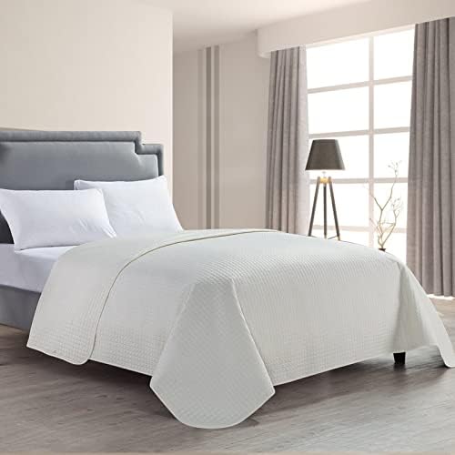 HollyHOME Luxury Checkered Bedspread 86x96 1