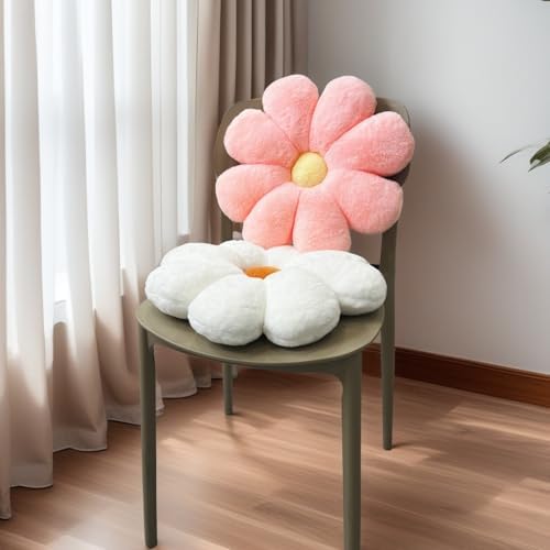2 Pcs Daisy Flower Throw Pillows Set Pink White