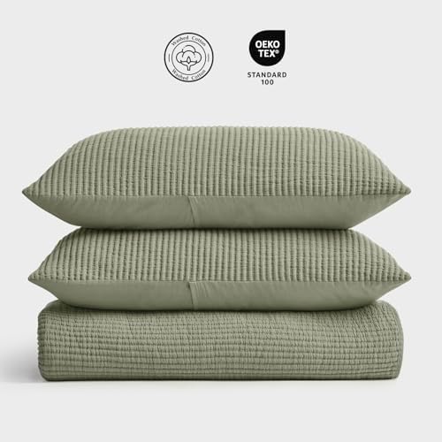 EVERGRACEHOME Cotton Coverlet Set King Size 3 Pieces