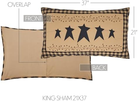 VHC Brands Sham King Quilted Pillow Cover 21x37 Natural