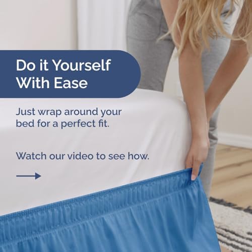 CGK Unlimited Wrap Around Bed Skirt 2 Pillowcases Bundle - Denim Blue