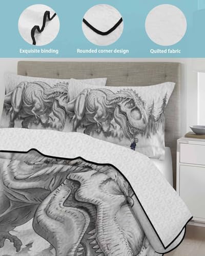 TocaHome Summer Quilt Twin XL 68x98 Inch Dinosaur Cartoon Bedding Set