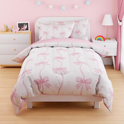 SANDJEST Duvet Cover Set Twin Size Kids Girls Playful Design