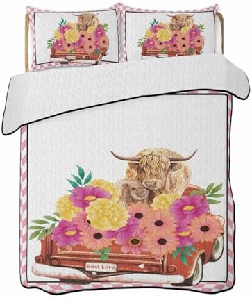 TocaHome Summer Quilt Twin XL 68x98 Inch Buffalo Plaid Comforter Set