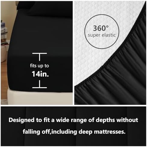 CozyLux Black Twin XL Comforter Set 5 Pieces 1