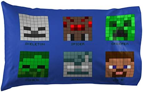 Jay Franco Minecraft Pixel Friends Single Pillowcase - Double-Sided Kids Super Soft