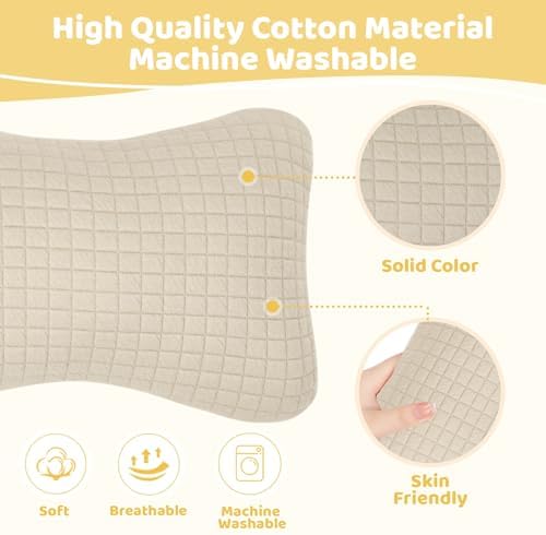 vocheer 11x7in Mini Travel Pillow Cotton Removable Cover Machine Washable Dark Beige-1PC