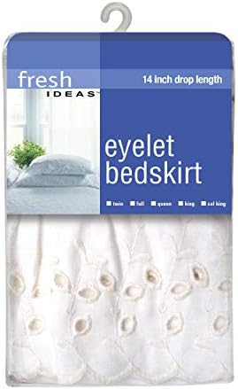 FRESH IDEAS White Queen Bed Skirt with Ruffles and Eyelet Embroidery 1