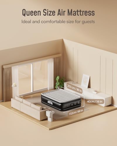 Airefina Queen Air Mattress with Built In Pump