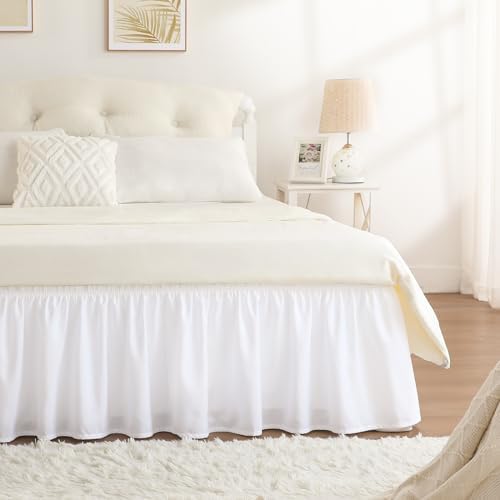RIMELA Queen Size 15 Inch Drop Bed Skirt with Elastic Straps
