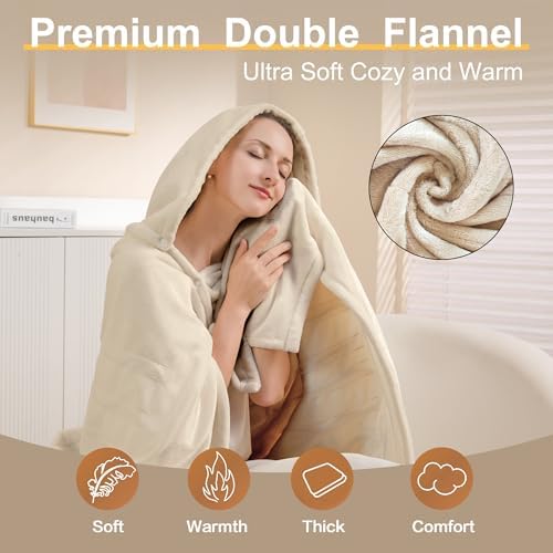 Gintao Heated Blanket Throw with Detachable Hat and Snap Buttons