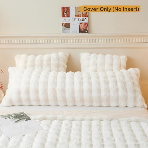 LIFEREVO Fluffy Faux Rabbit Fur Pillow Cover